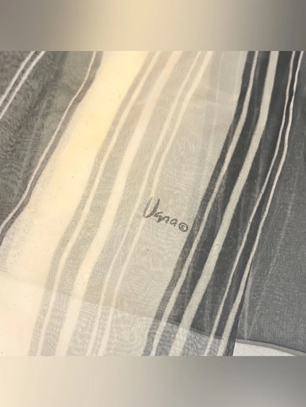Vintage Vera‎ Neumann Sheer Scarf in Black and White, Oblong 52” Head Scarf